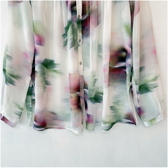 Karen Kane WatercolorFloral Print Georgette Tunic Blouse Size Small - Picture 3 of 11
